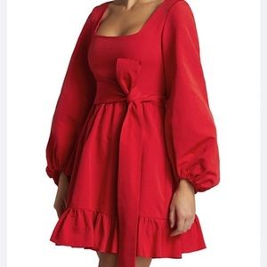 NWT Staud Seth Red Flounce Dress sz 2
